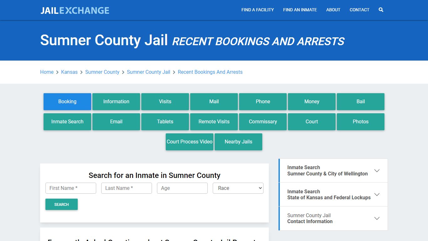 Sumner County Jail KS Recent Arrests and Bookings - Jail Exchange