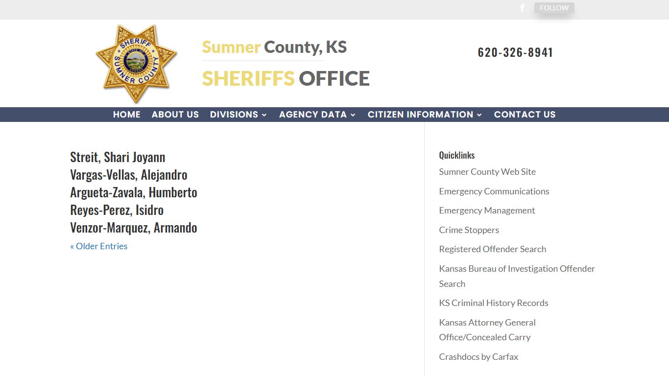 inmates | Sumner County, KS - Sheriff Office